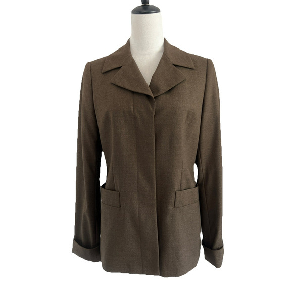 Missioni Wool Blazer Loro Piana Fabric Womens 42 US 6 Brown Button Front Cuffed
